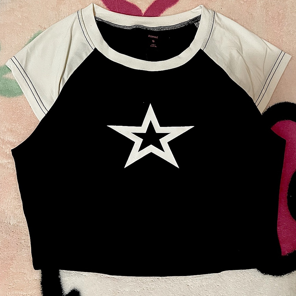 fairycore star print raglan sleeve tee